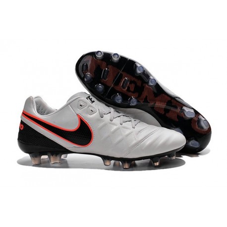 Chaussures de Football Cuir Kangourou Nike Tiempo Legend Vi FG - Blanc Noir