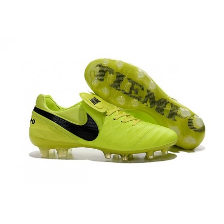 Chaussures de Football Cuir Kangourou Nike Tiempo Legend Vi FG - Volt Noir