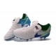 Chaussures de Football Cuir Kangourou Nike Tiempo Legend Vi FG - Blanc Bleu