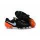 Nike Tiempo Legend 6 FG ACC - Cuir Homme Crampon Foot - Noir Orange Blanc