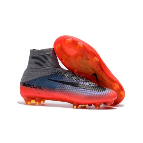 Chaussures de Football Nouvelles 2017 Nike Mercurial Superfly 5 FG - Gris Orange Noir