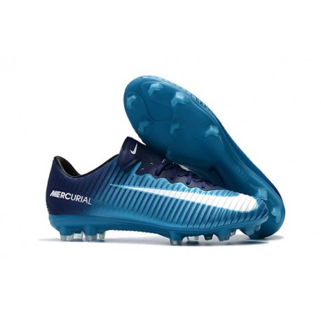Nike Mercurial Vapor XI FG Homme Chaussures de Foot - Bleu Blanc