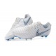 Nike Tiempo Legend VII FG Cuir Crampons de Football - Blanc Bleu