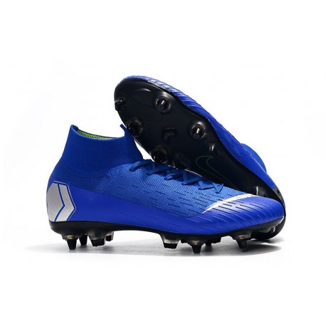 Nike Mercurial Superfly VI Elite SG-Pro AC Chaussures Bleu Argent
