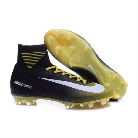 Chaussure de Football à Crampons - Nike Mercurial Superfly 5 FG - Noir Jaune Blanc